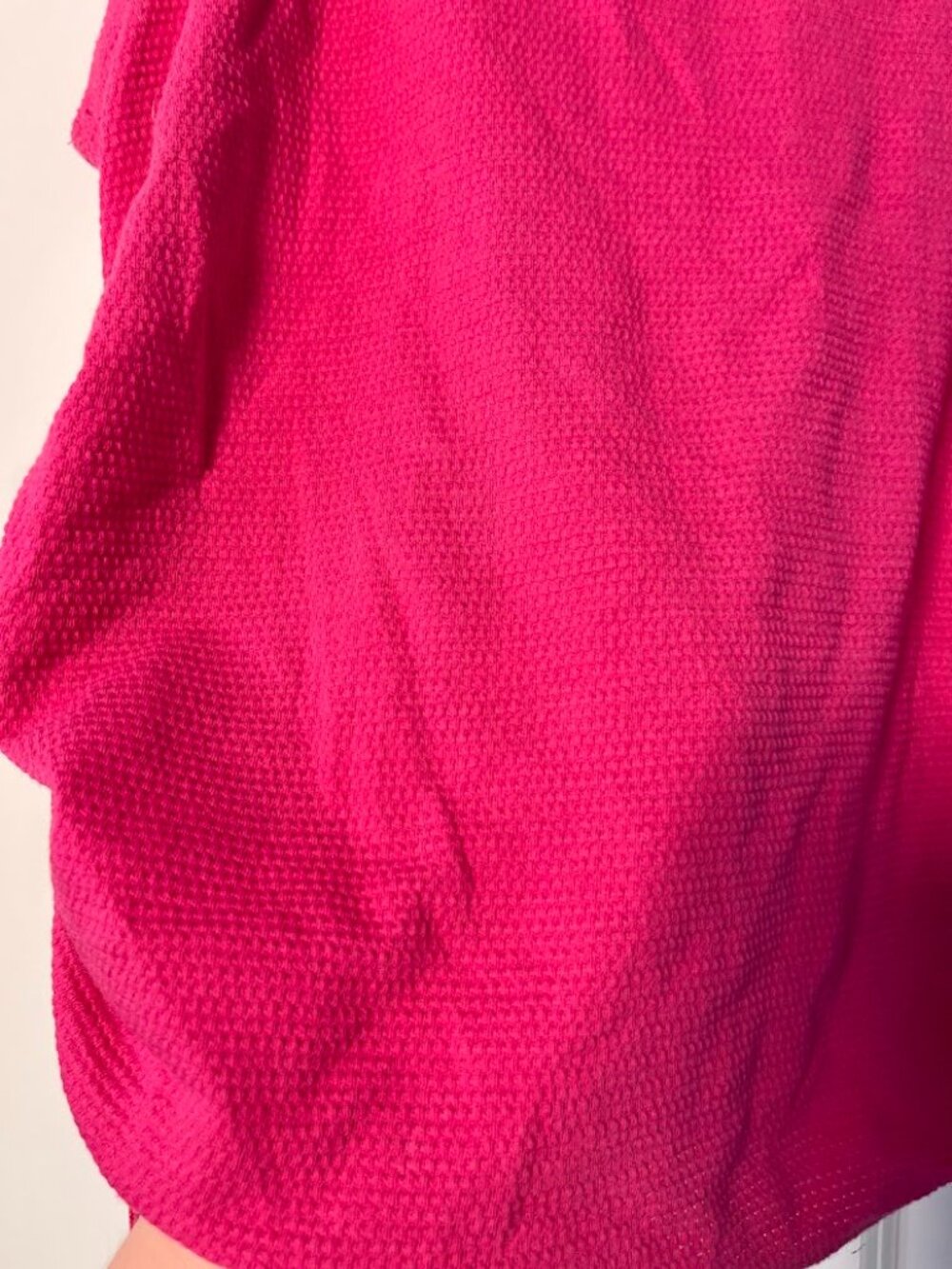 Calvin Klein Performance Magenta Pink Waffle Knit Tank Top M Ruched Cinch Side - Picture 3 of 7